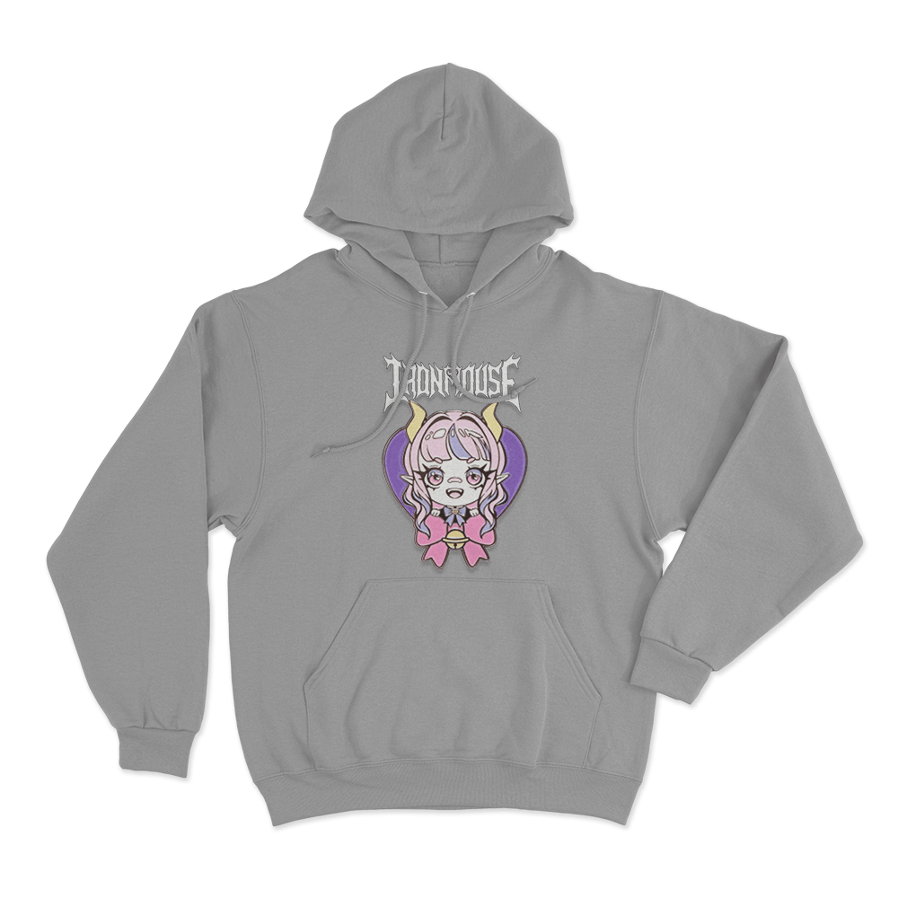 Ironmouse Chibi Heart Unisex Hoodie Grey Ironmouse Chibi Heart Unisex Hoodie Grey