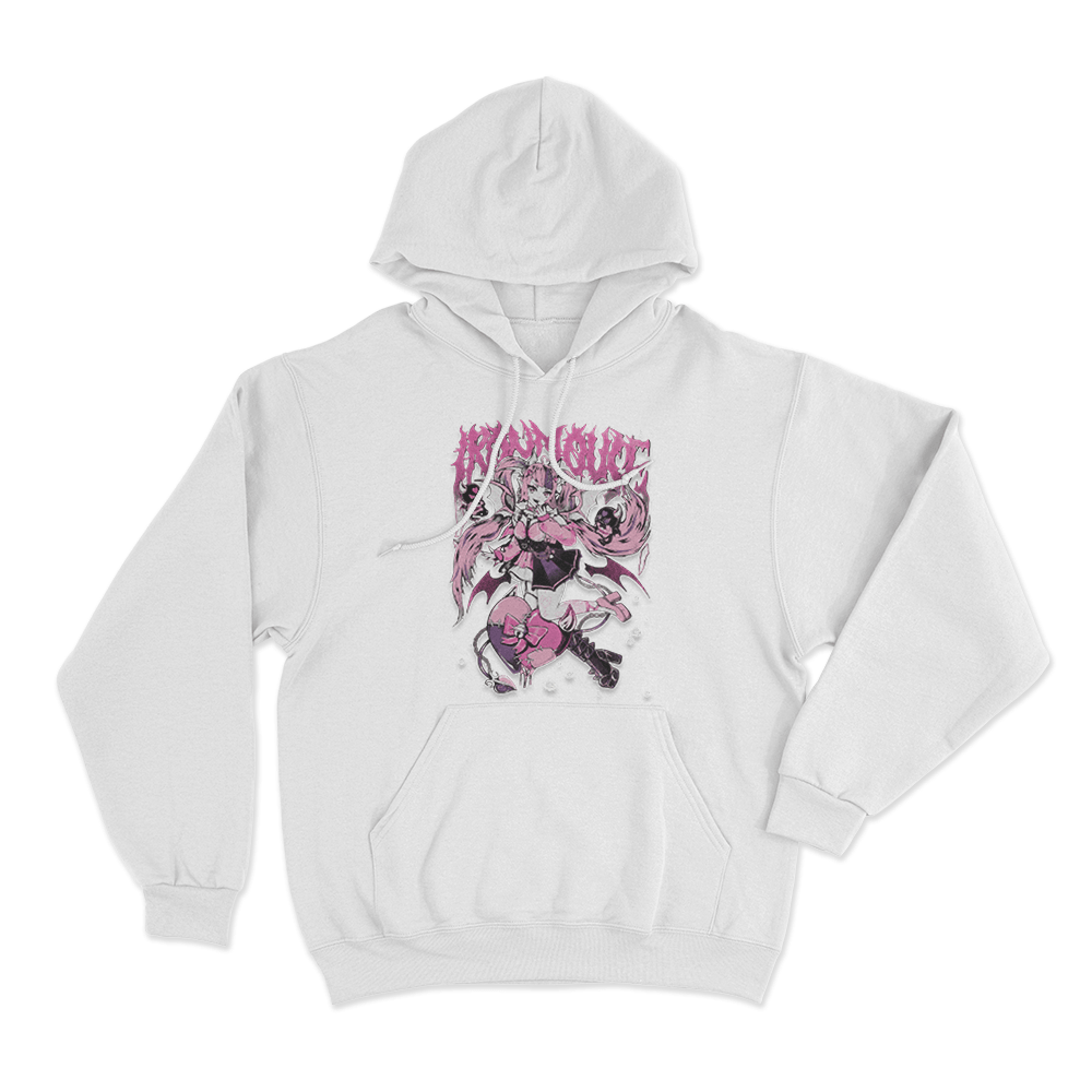 Ironmouse Portrait Metal Unisex Hoodie White Ironmouse Portrait Metal Unisex Hoodie White